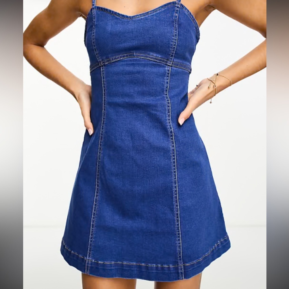 ASOS Blue Buttoned A-Line Mini Dress
